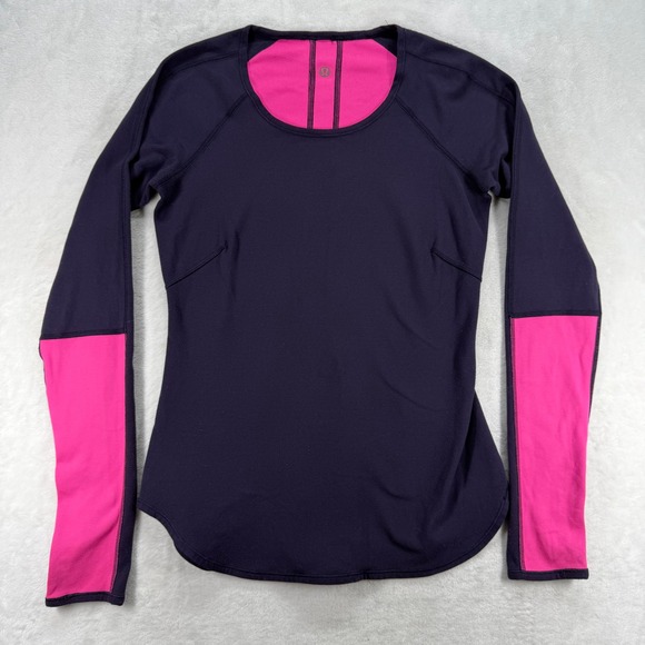 Lululemon Runder Under Reversible Pink/Navy Blue Long Sleeve Shirt‎ XS - Picture 1 of 11